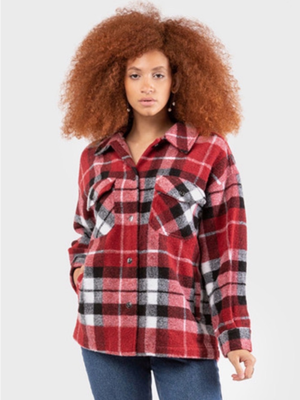Red and Black Plaid Jacket